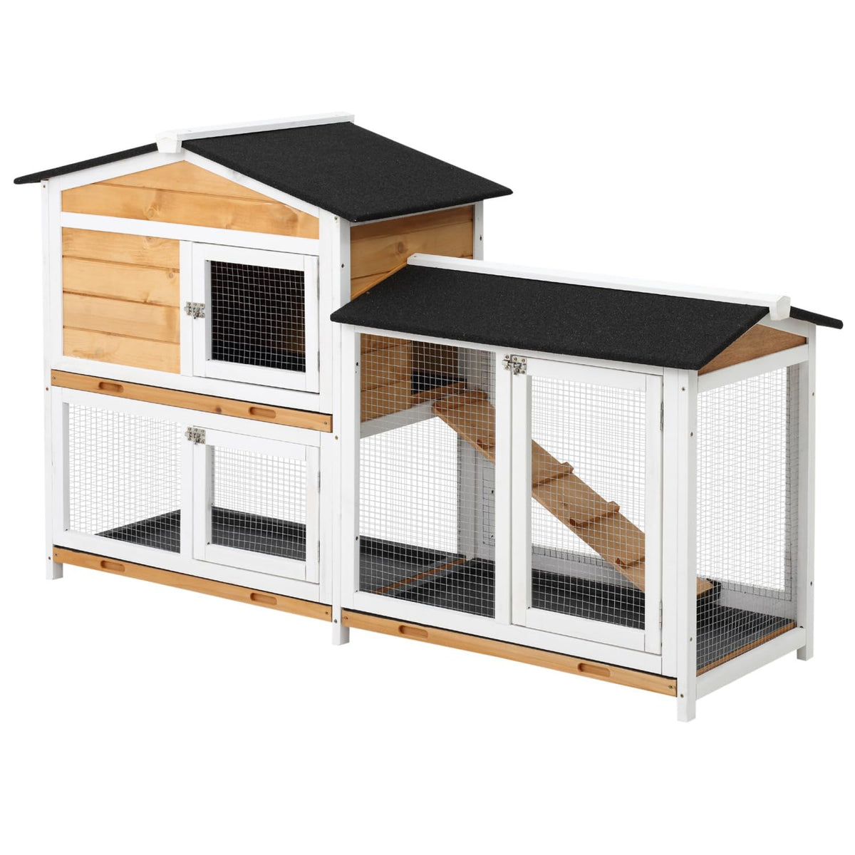 2-Story Wooden Rabbit Hutch with Ramp R1220