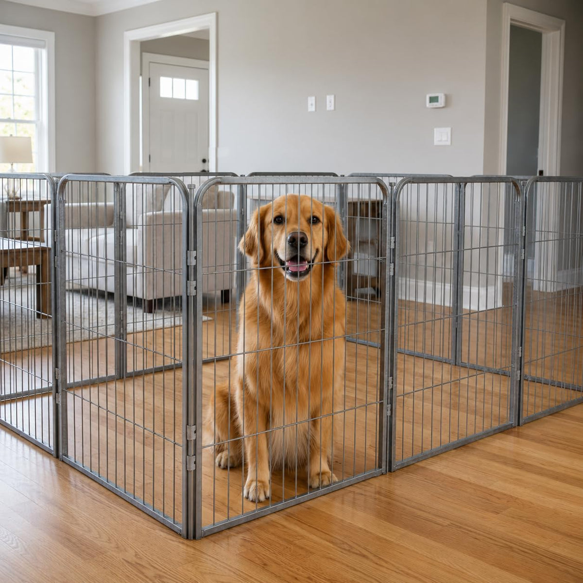 24 inch 8 Panel Portable Grey Metal Pet Playpen D541
