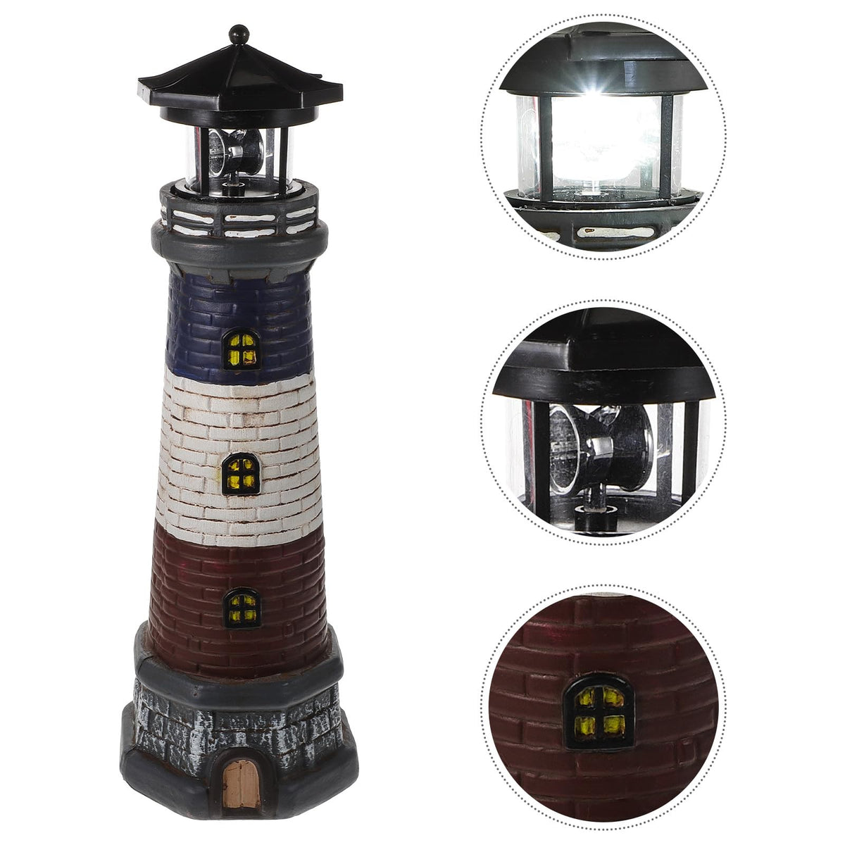 Solar Garden Lighthouse Statue 14.76In Waterproof P6012