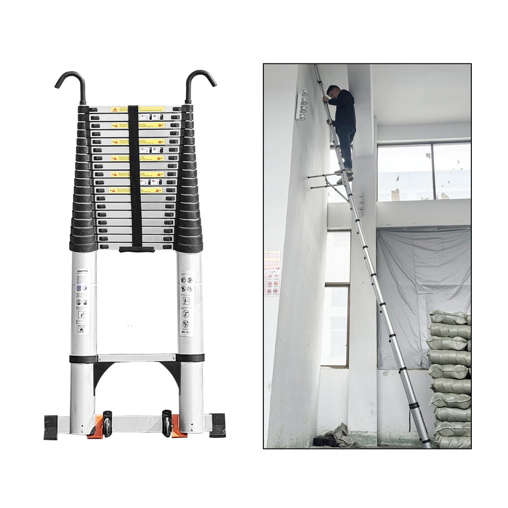 Telescoping Ladder 24.6 FT Heavy Duty Silver S317