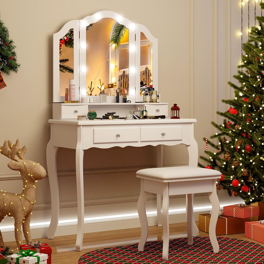 Vanity Desk with Lighted Mirror O459034