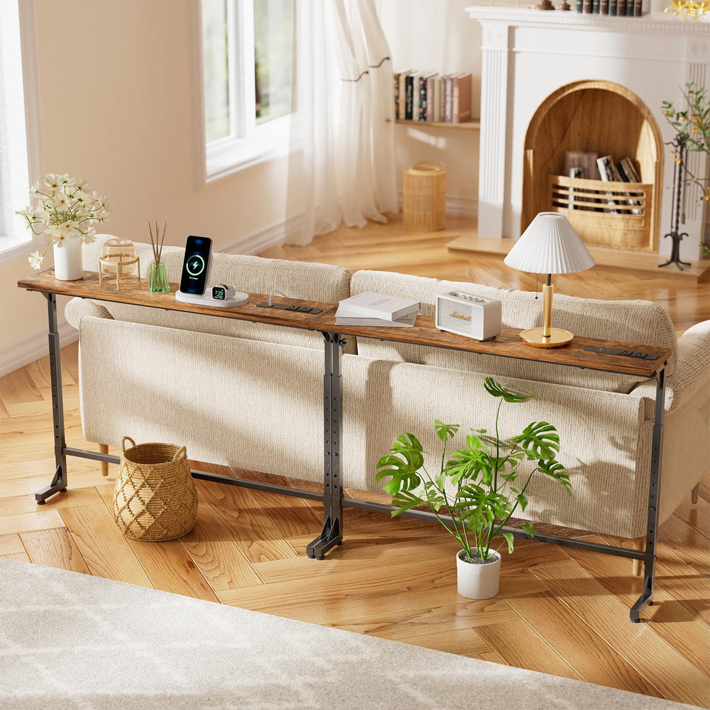 78.75” Narrow Adjustable Console Table with Outlet J123