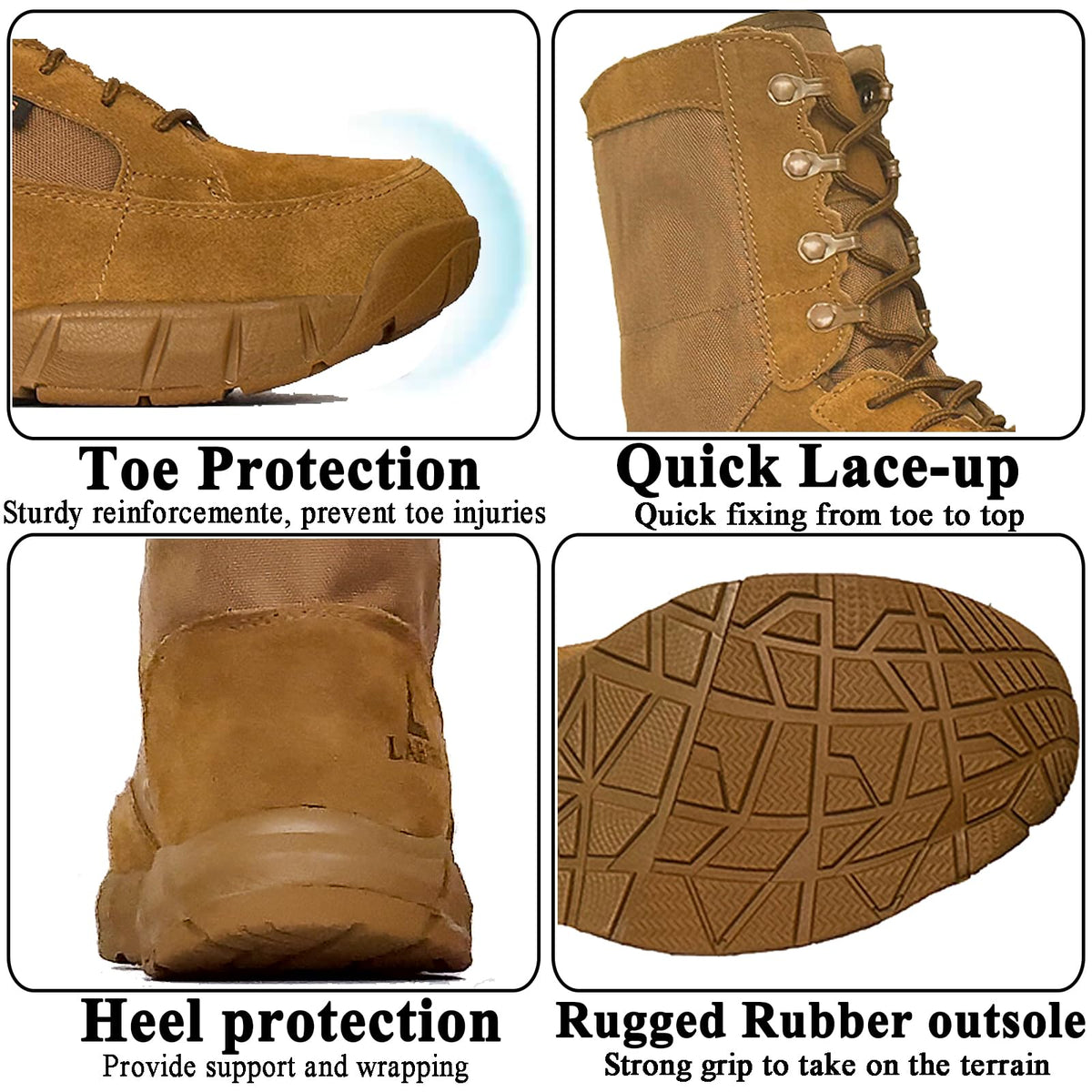 Coyote Brown Lace Up Tactical Boots J667