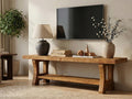 Brown Solid Wood 2-Tier TV Stand O300