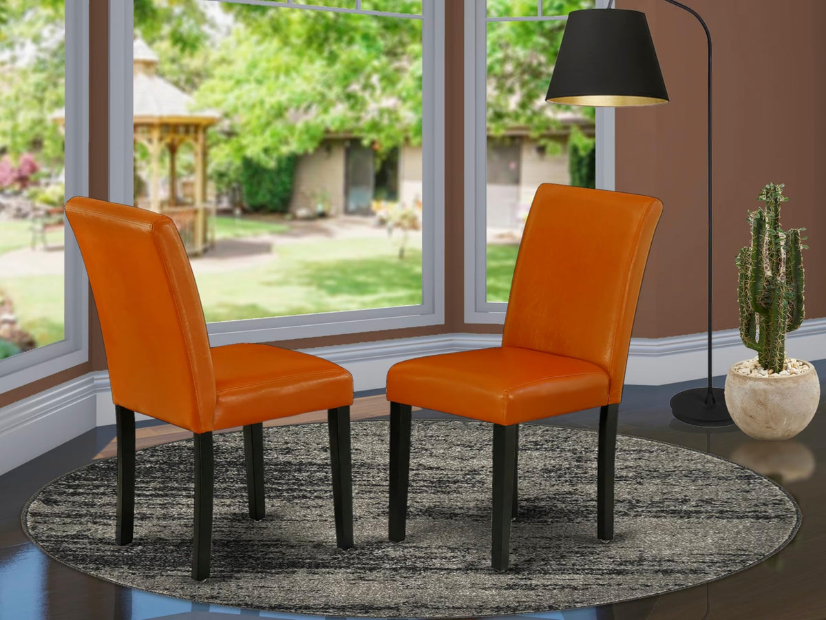 Baked Bean Faux Leather Upholstered Dining Chairs Set of 2 F80034