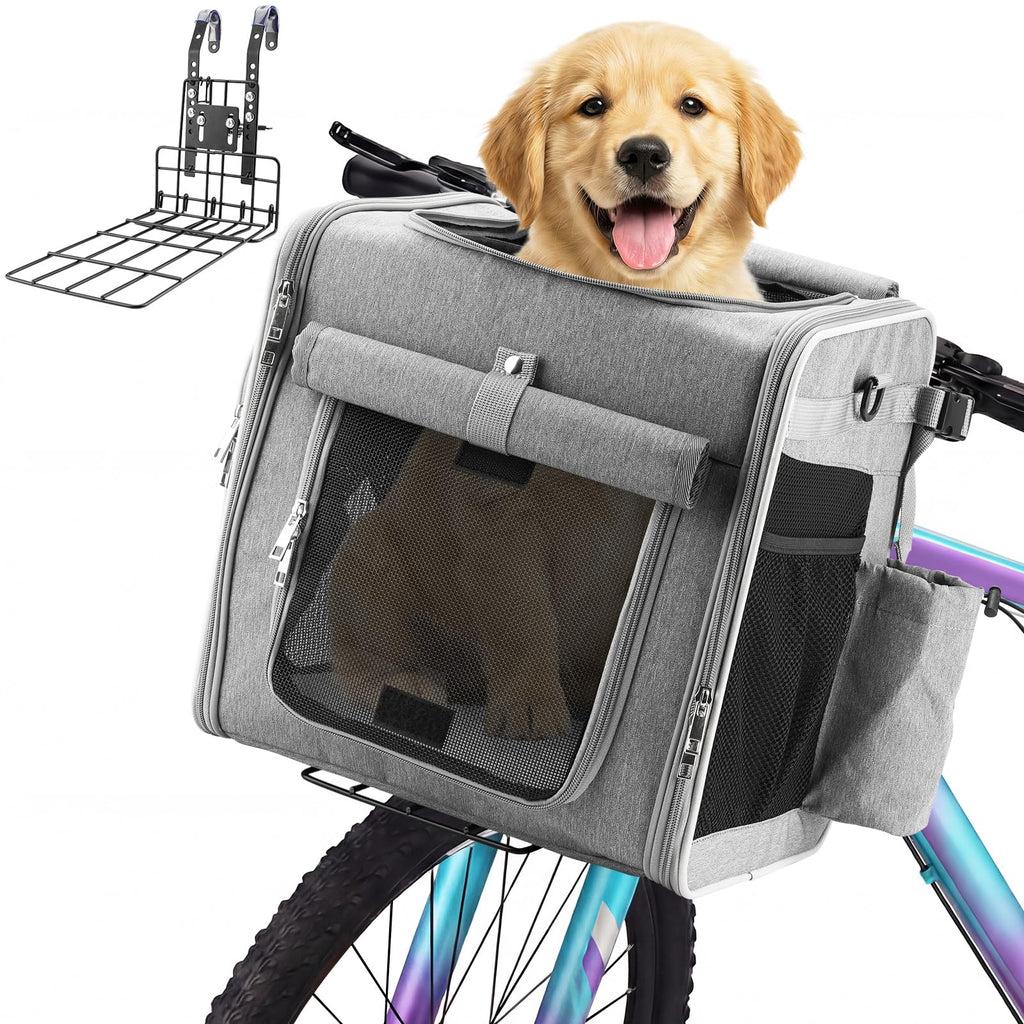 Expandable Dog Bike Basket with Mounting Bracket S2085