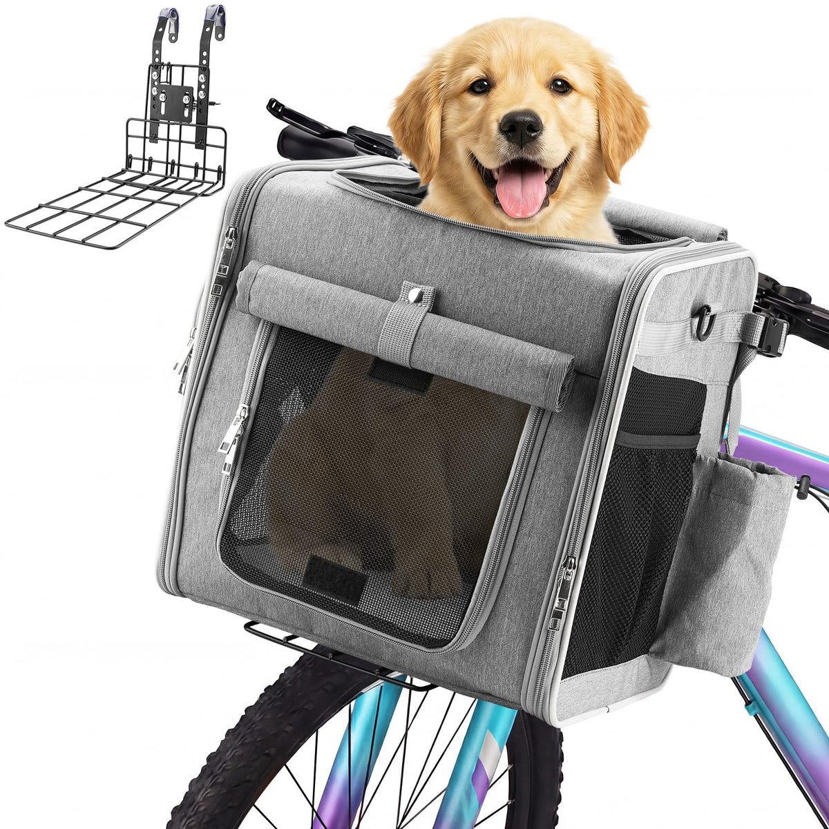 Expandable Dog Bike Basket with Mounting Bracket S2085