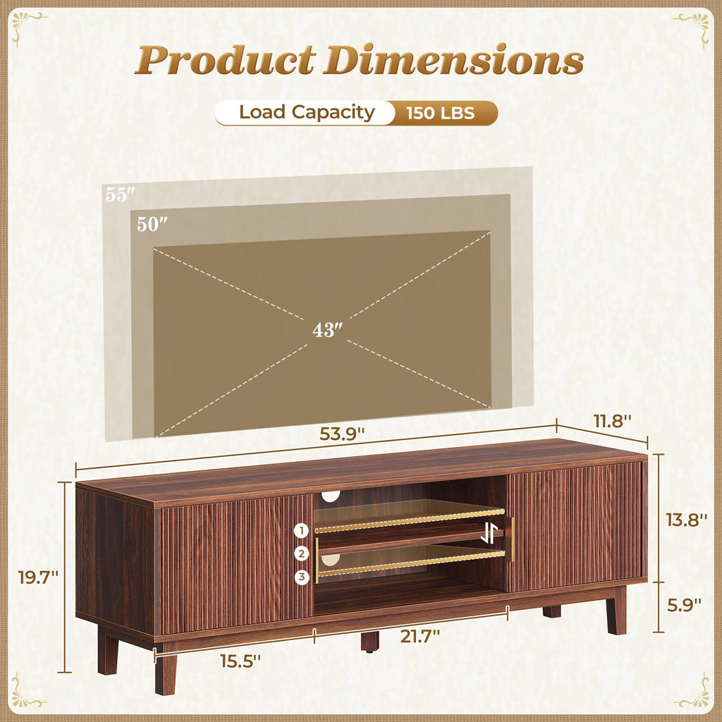54 Inch Fluted TV Stand with Storage T644709