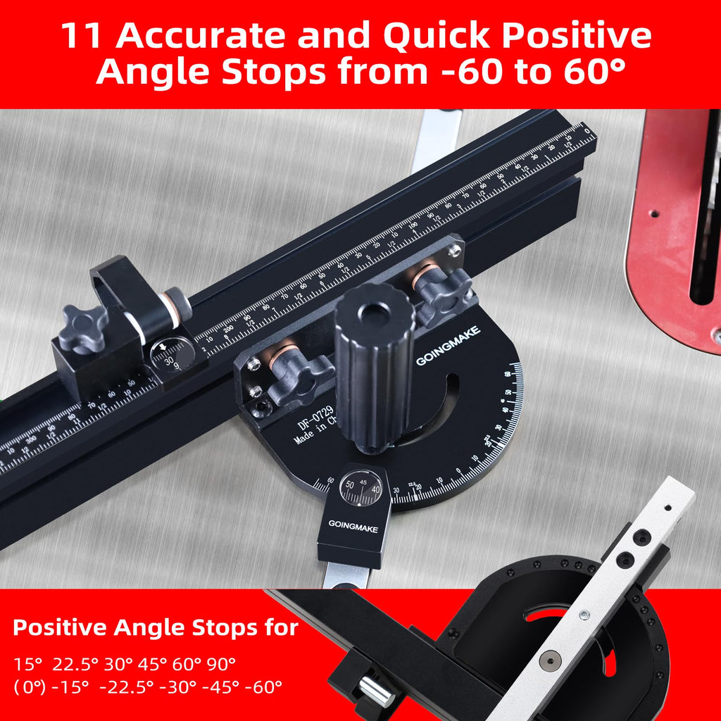 Compact Table Saw Miter Gauge with 14 Inch Fence U9613
