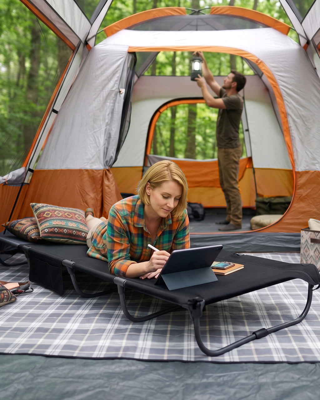 Ultra-Light 7.1 lbs Foldable Camping Cot with Side Pocket U31330