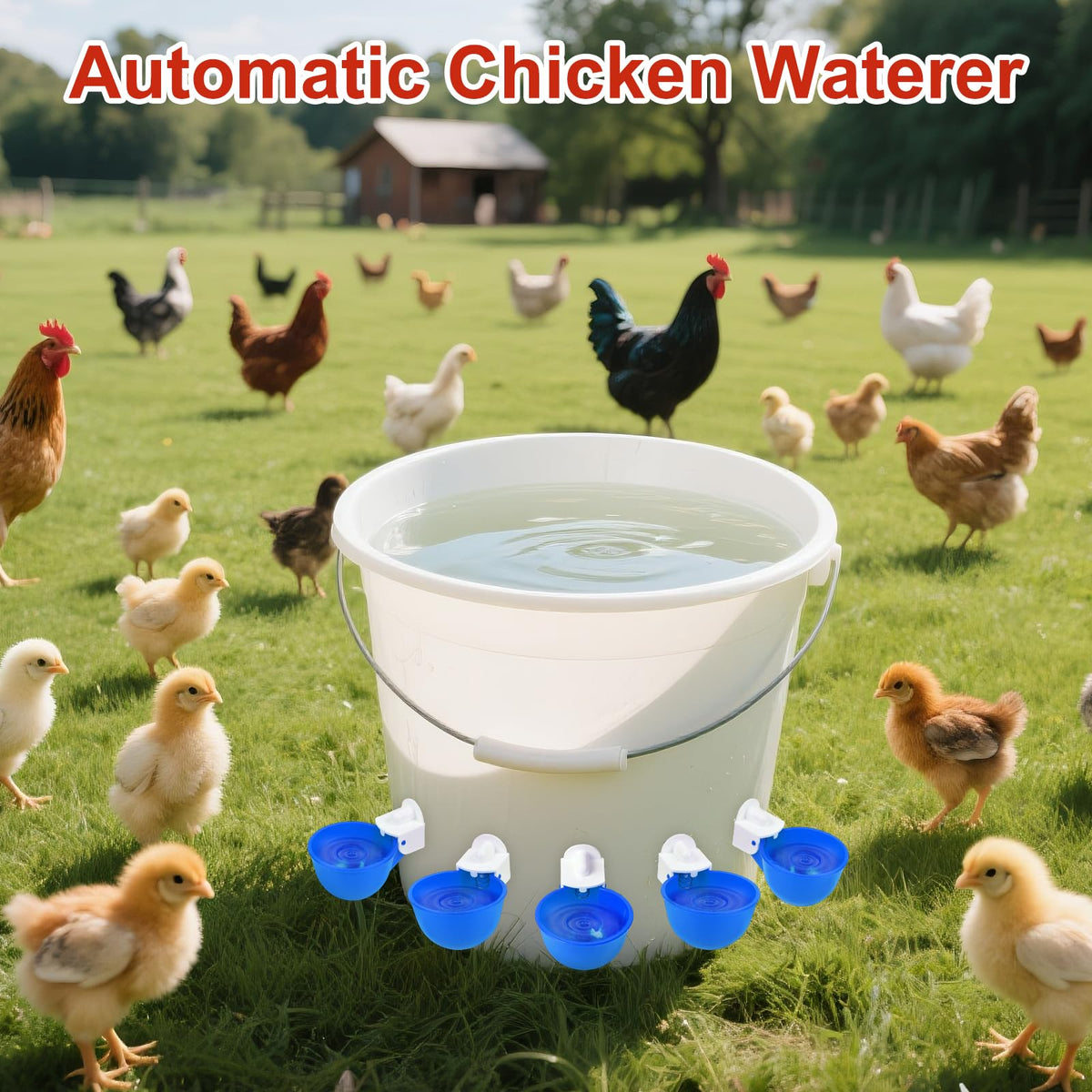 8 Pack Blue Automatic Chicken Waterer Cups C513818