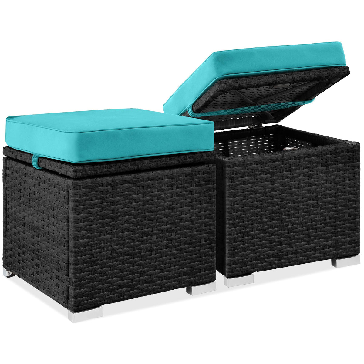 Set of 2 Wicker Ottomans with Storage R667805