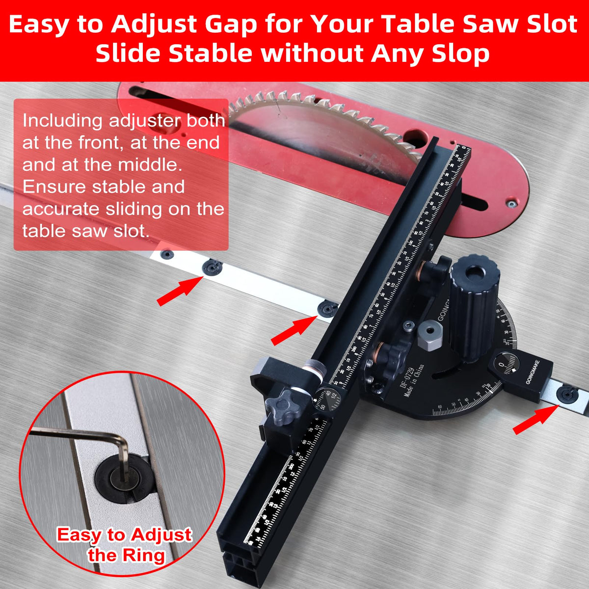 Compact Table Saw Miter Gauge with 14 Inch Fence U9613