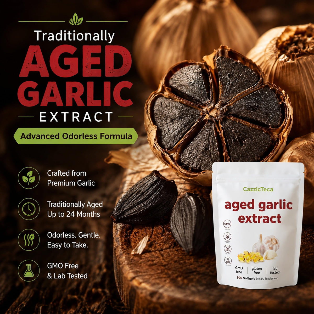 Odorless Organic Garlic Extract 7500mg 300 Softgels G3511