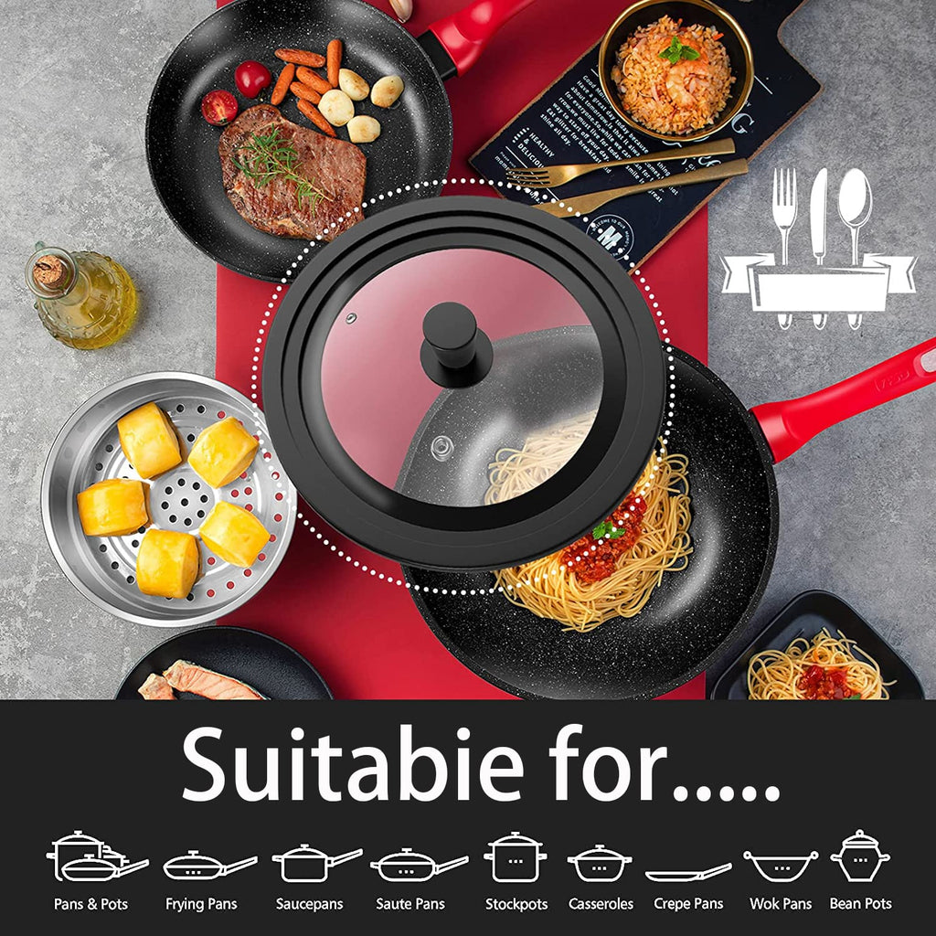 Universal Tempered Glass Lids for Pots, Pans & Skillets, 2 Pack K2049
