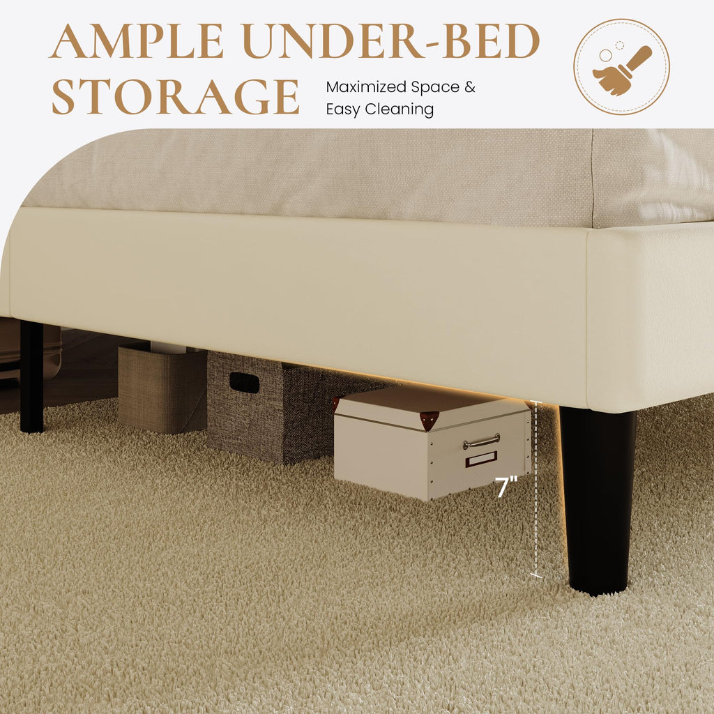 Full Size Bed Frame with 2-Tier Storage Headboard C40089