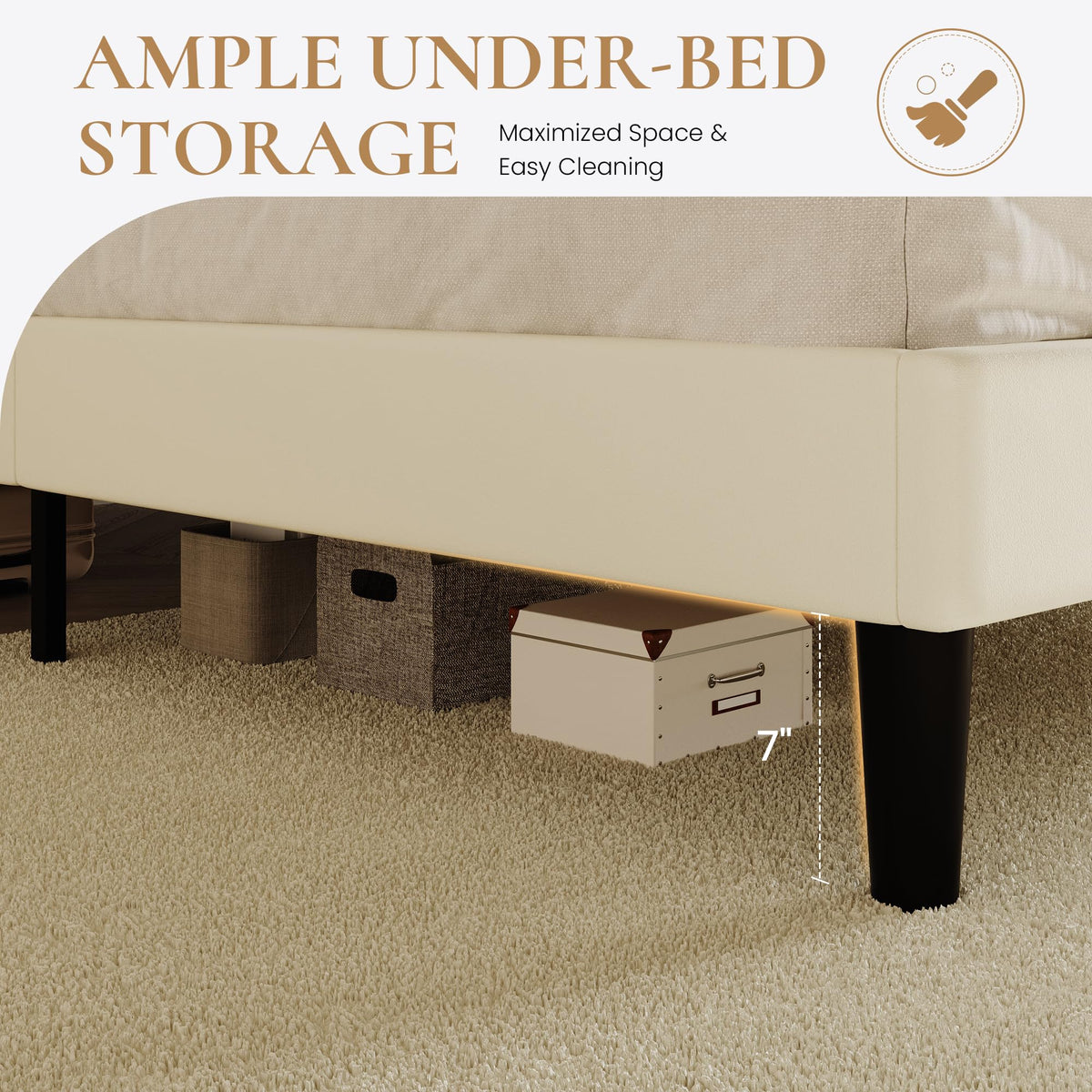 Full Size Bed Frame with 2-Tier Storage Headboard C40089