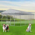 20×10×5.6FT Outdoor Dog Kennel with Bowls B75512
