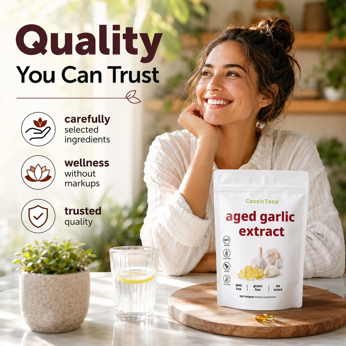 Odorless Organic Garlic Extract 7500mg 300 Softgels G3511