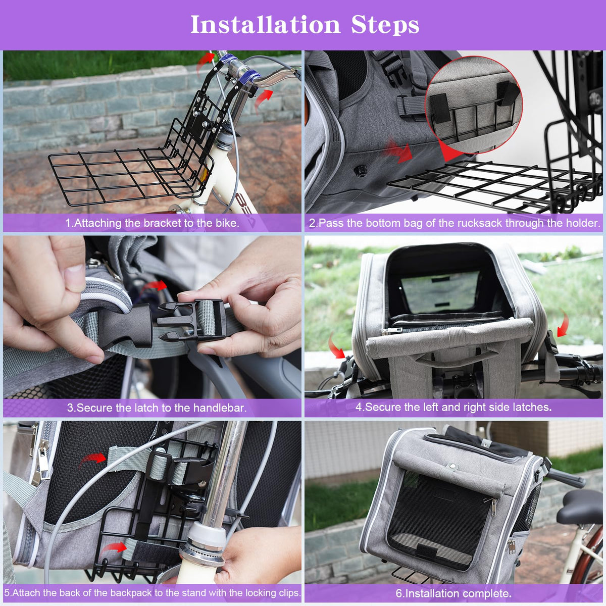 Expandable Dog Bike Basket with Mounting Bracket S2085
