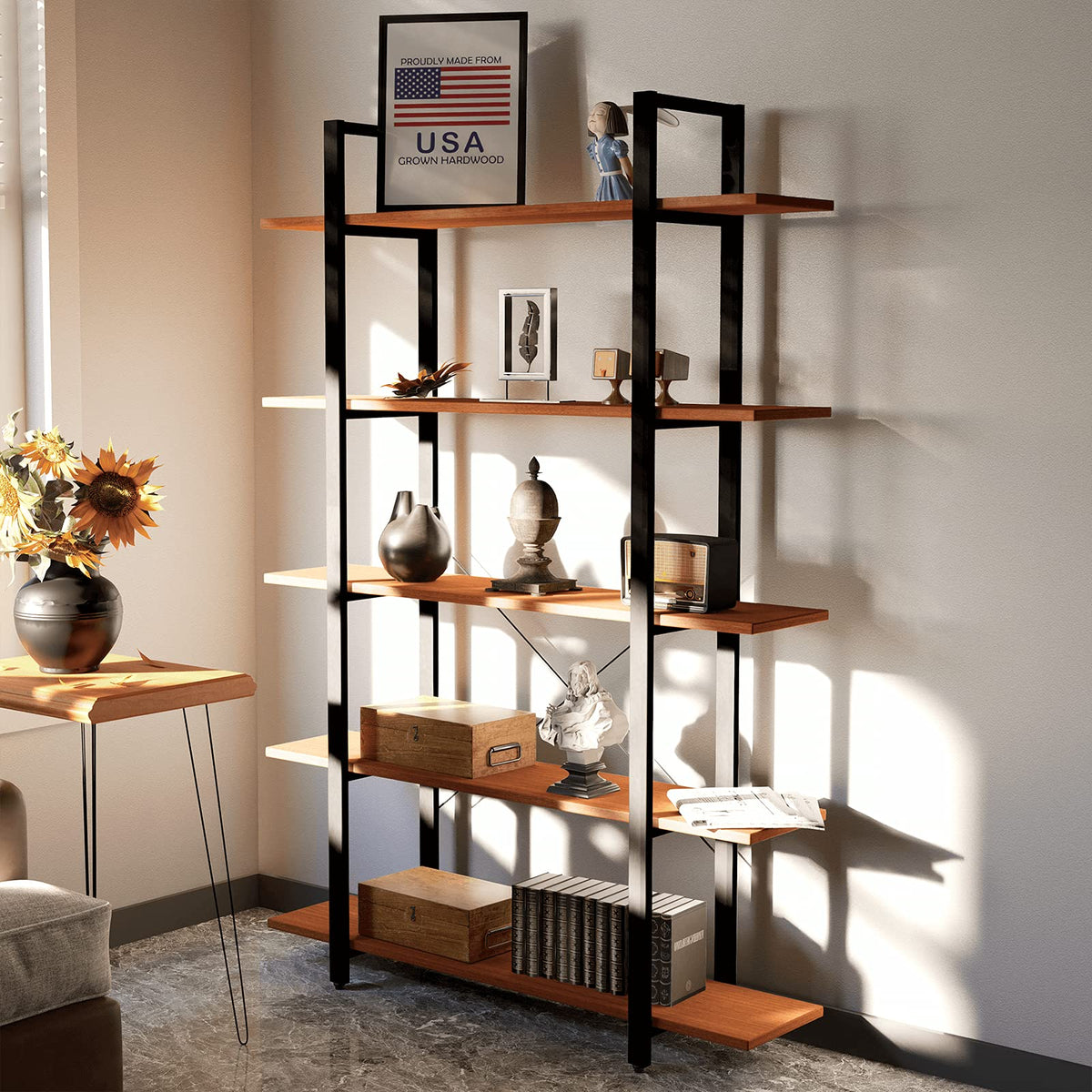 Solid Wood 5 Tier Bookshelf F4025