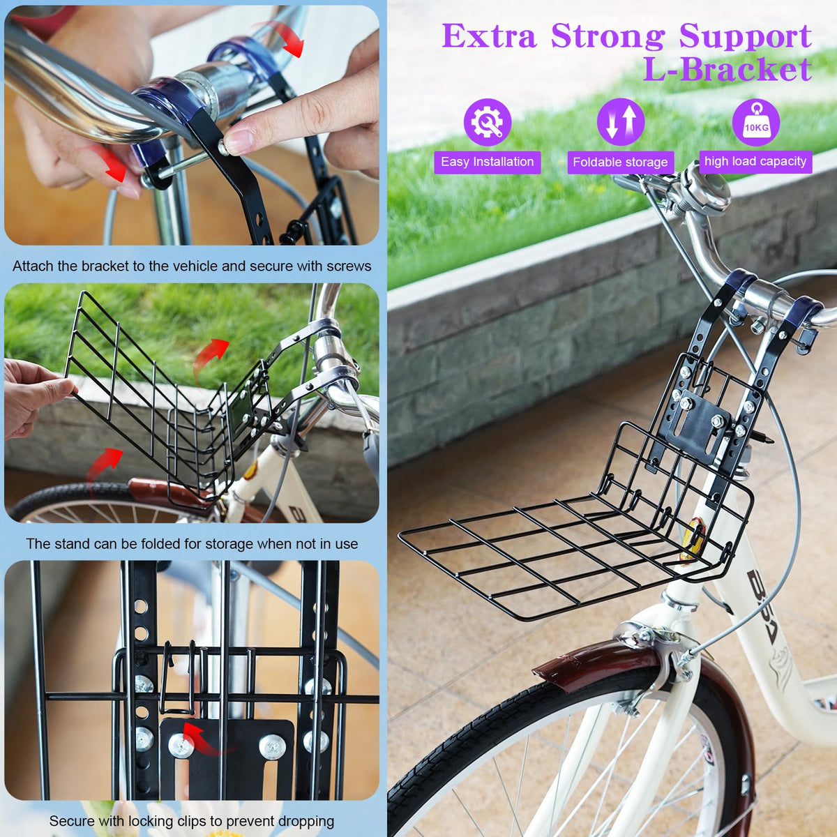 Expandable Dog Bike Basket with Mounting Bracket S2085