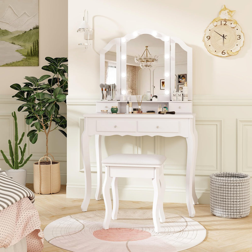 Vanity Desk with Lighted Mirror O459034