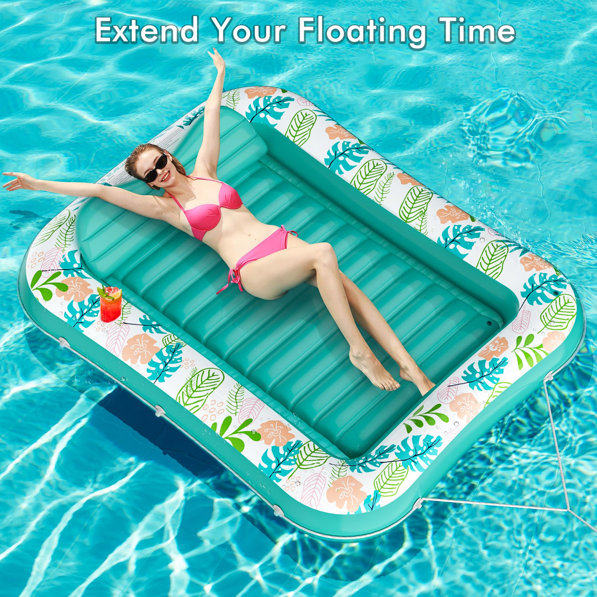 2 Pack Inflatable Pool Float Mat & 75" x 51" Tanning Pool Lounger A865652