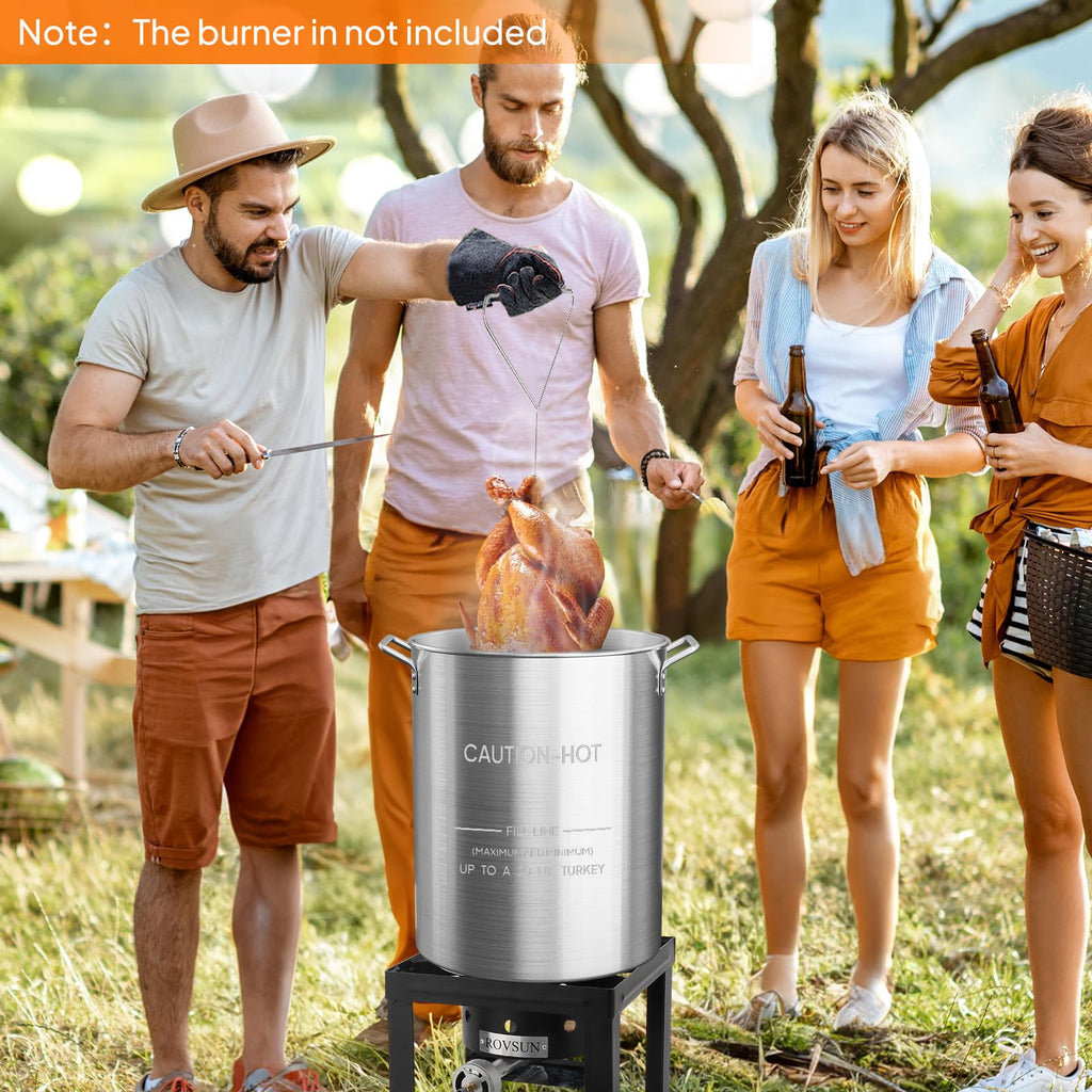 30QT Aluminum Turkey Fryer Pot & Seafood Boil Pot with Strainer Basket H594831
