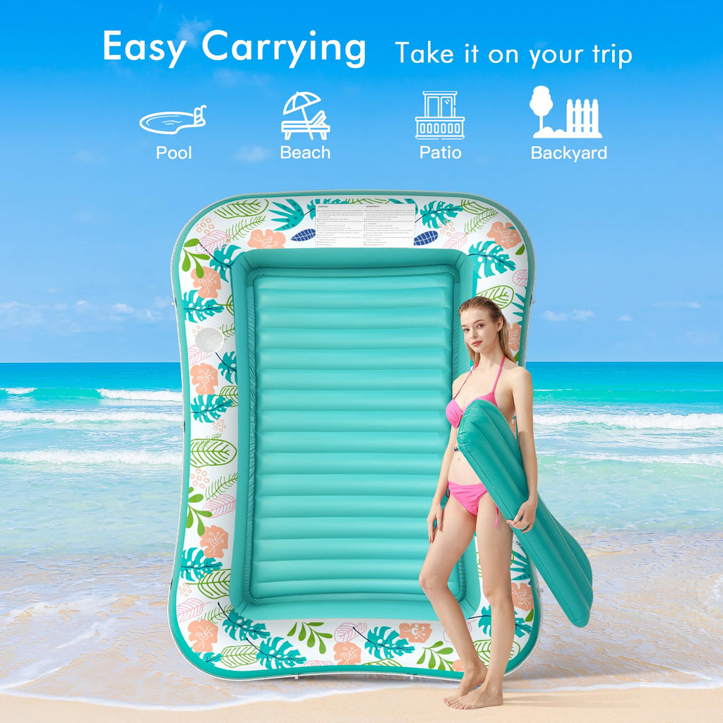 2 Pack Inflatable Pool Float Mat & 75" x 51" Tanning Pool Lounger A865652