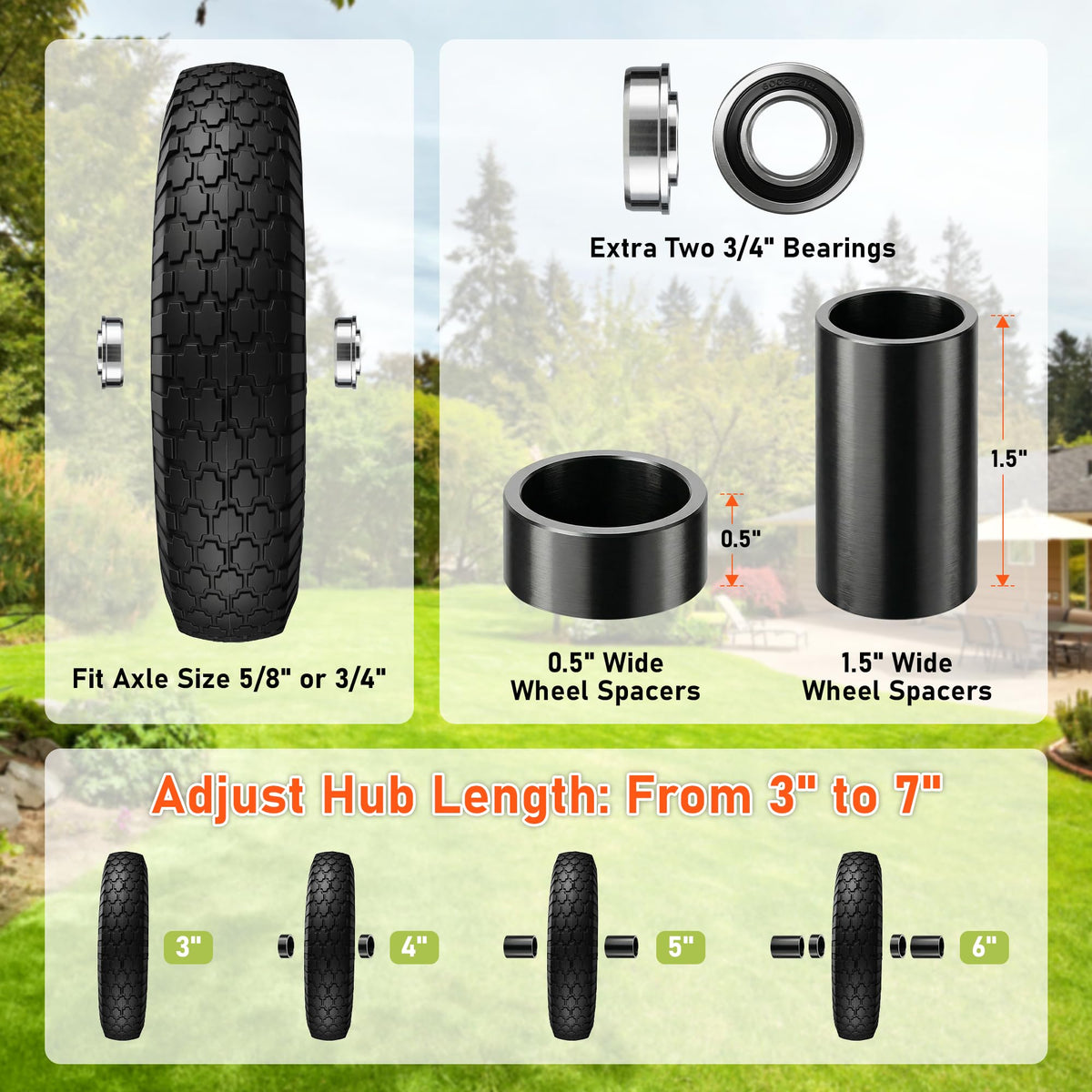 4.80/4.00-8 Flat Free Wheelbarrow Tire and Wheel X140741