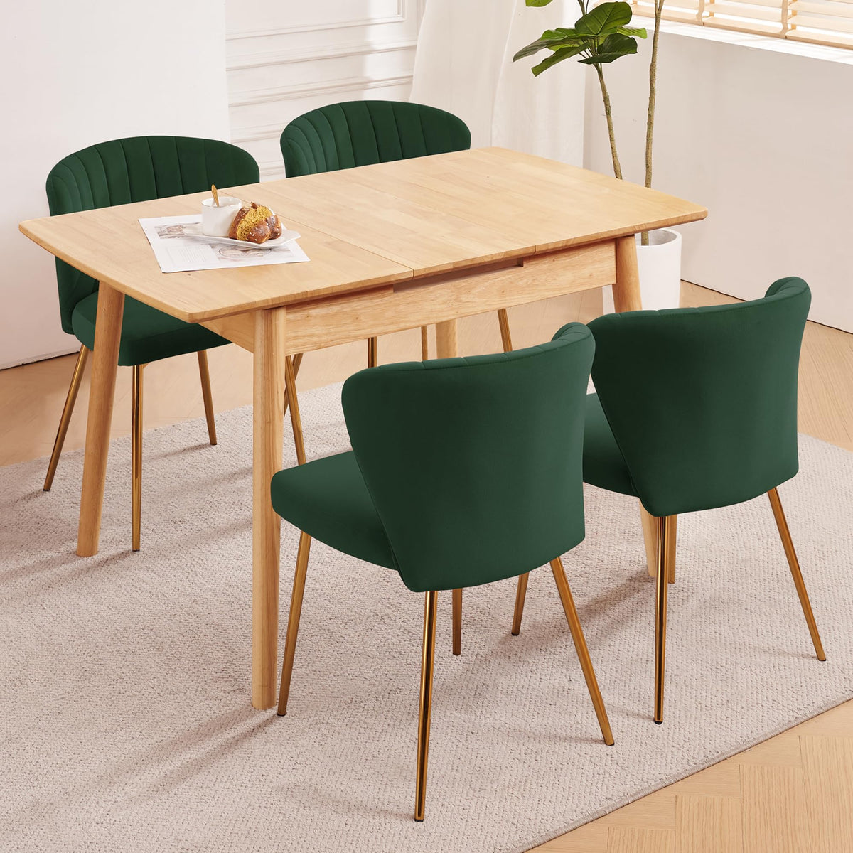 Velvet Dining Chairs Set of 2 Green A372