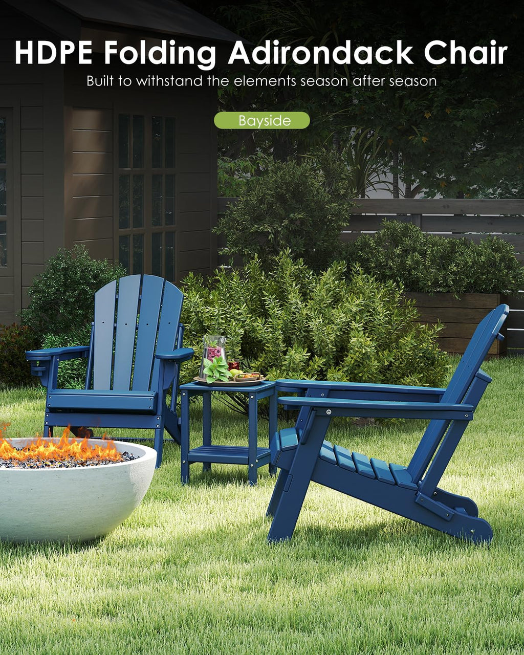 Folding Adirondack Chairs Set of 2 Blue N3409