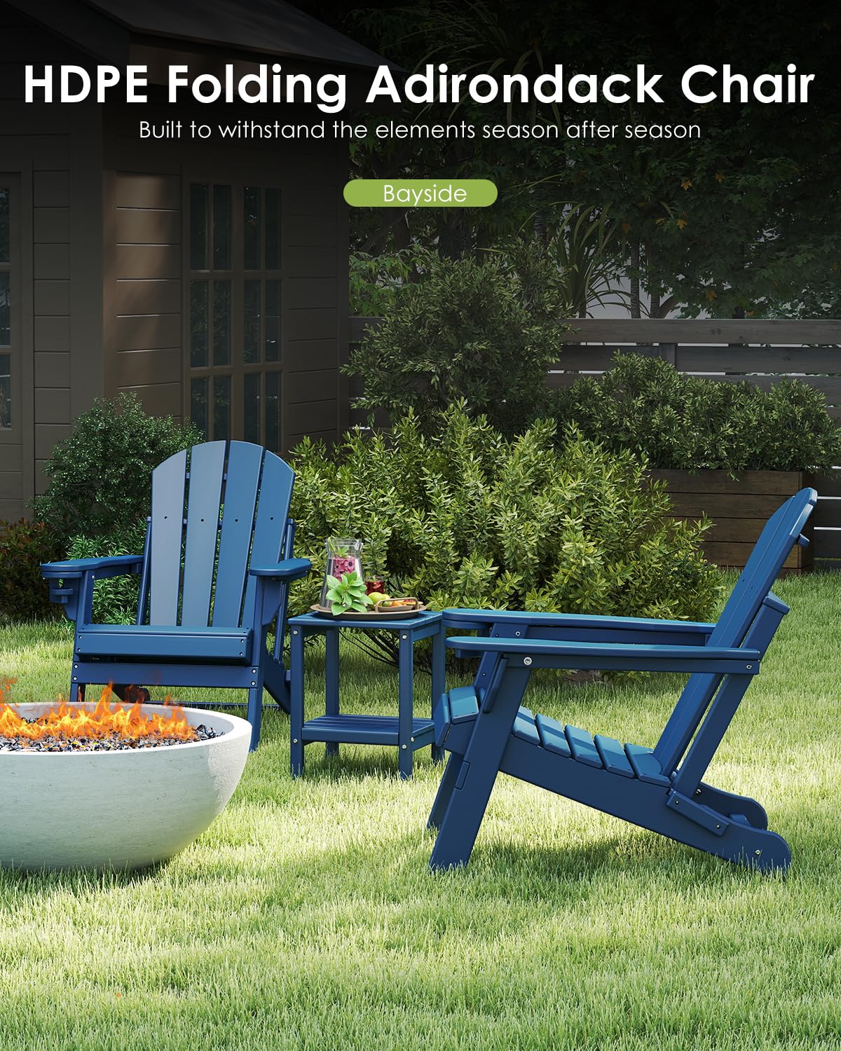 Folding Adirondack Chairs Set of 2 Blue N3409