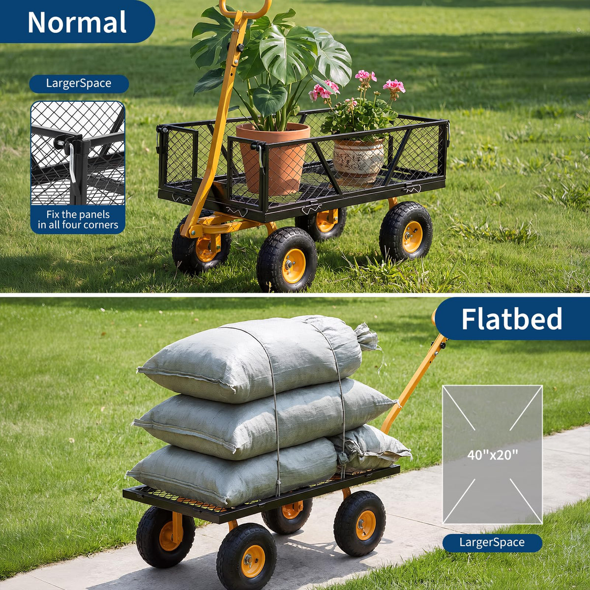 Black Heavy Duty Steel Garden Cart A406