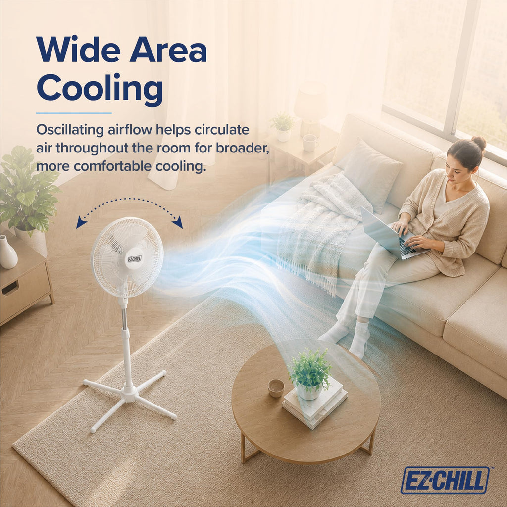 16" Oscillating Pedestal Fan White R982327