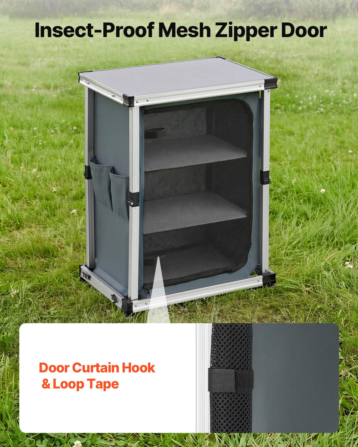 Folding Camping Storage Cabinet with 3 Shelves and Carry Bag P4384