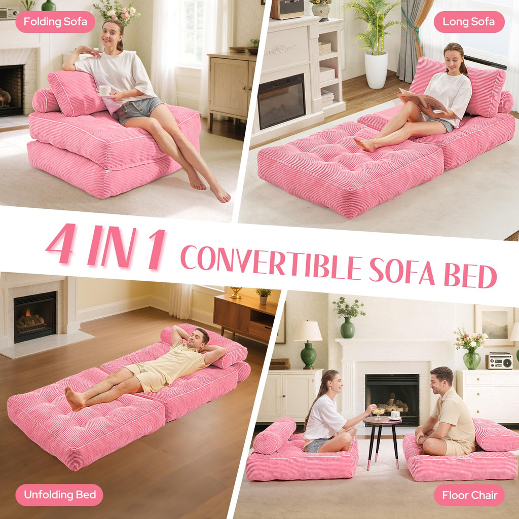 Folding Sofa Bed Convertible Sleeper Chair Bed with Pillow C9053