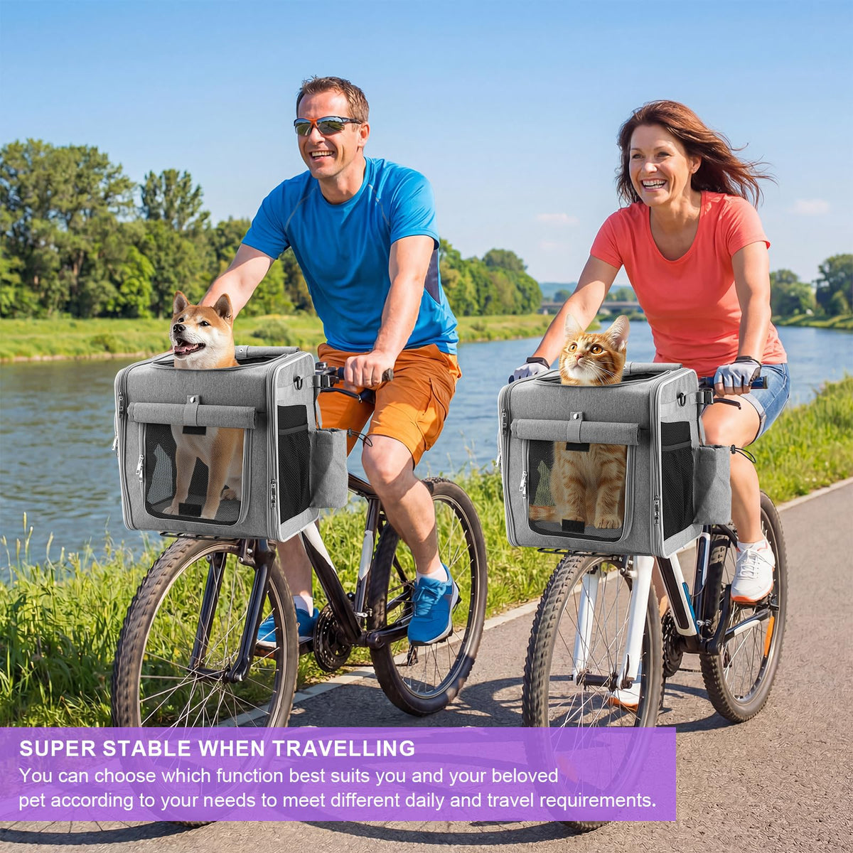 Expandable Dog Bike Basket with Mounting Bracket S2085