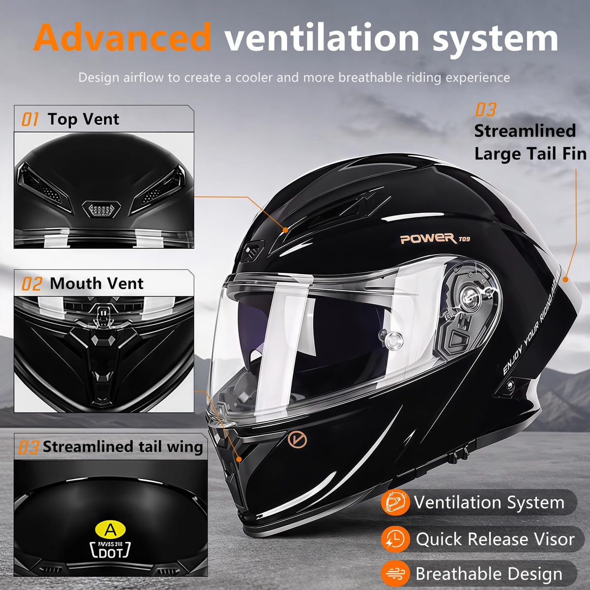 Motorcycle Helmet Bluetooth DOT Approved X38928