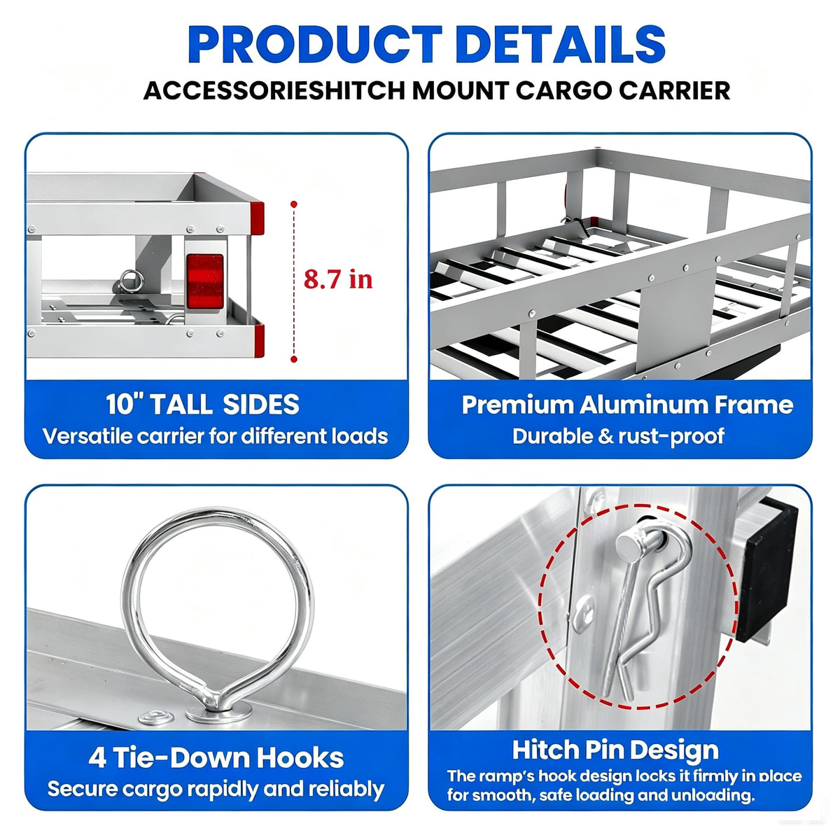 Aluminum Hitch Cargo Carrier with Ramp D1259
