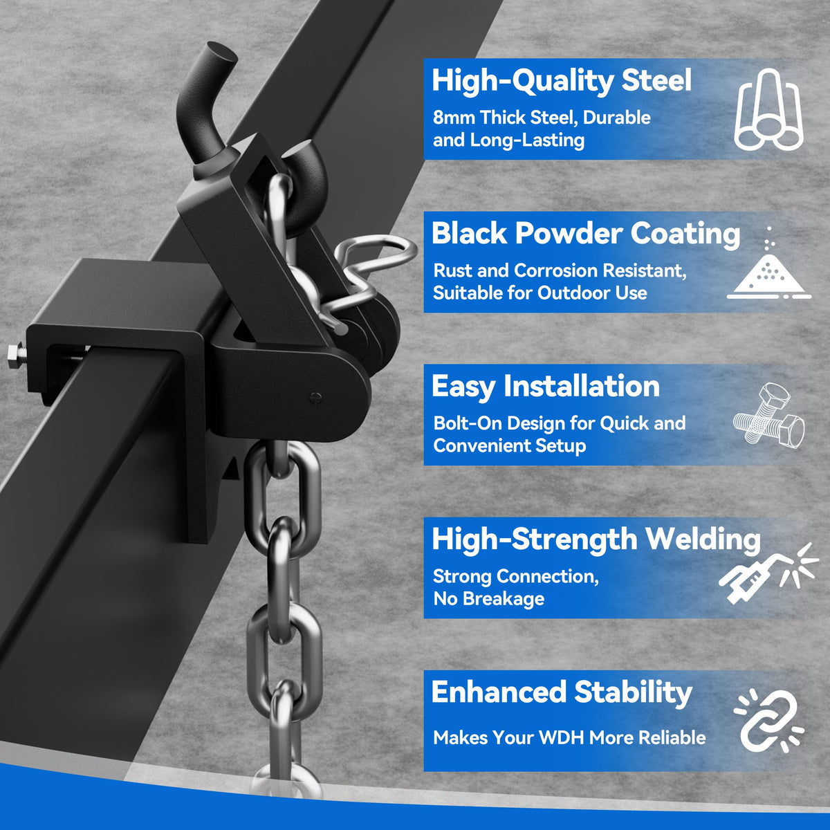 Black 2 Pack Heavy Duty Steel Weight Distribution Hitch Brackets H91355