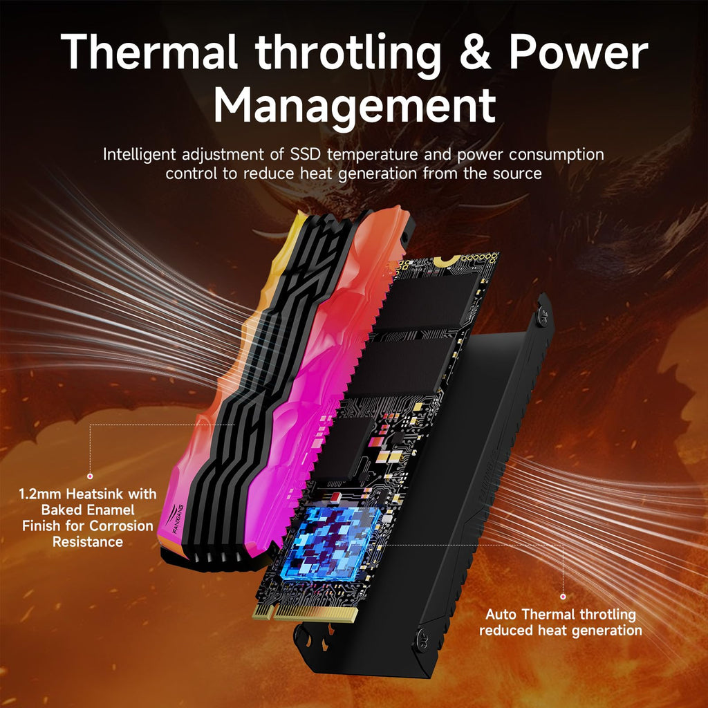 2TB NVMe M.2 SSD PCIe 4.0 Internal Solid State Drive with RGB Heatsink A43253