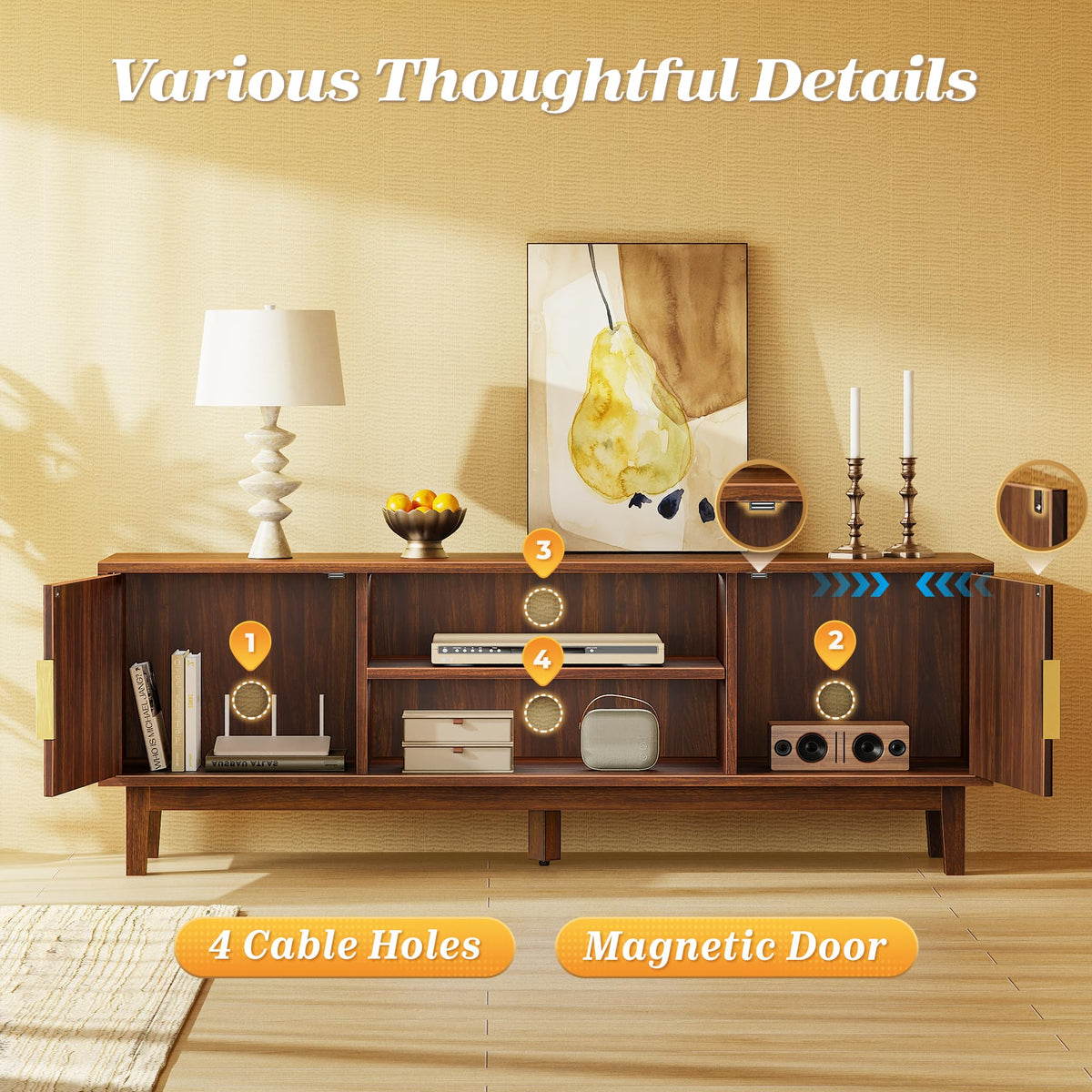 54 Inch Fluted TV Stand with Storage T644709