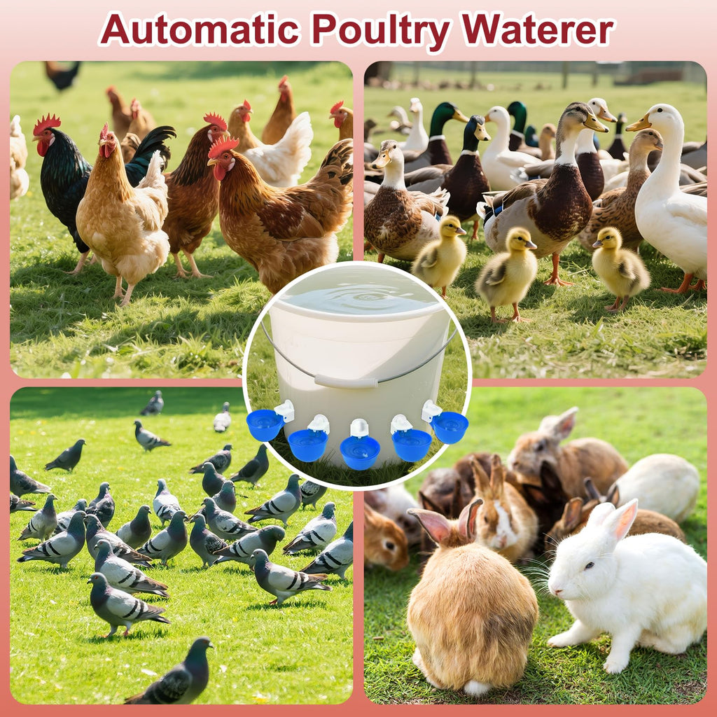 8 Pack Blue Automatic Chicken Waterer Cups C513818
