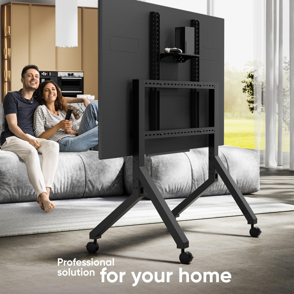 Mobile TV Stand on Wheels 70-110 Inch Black E47852