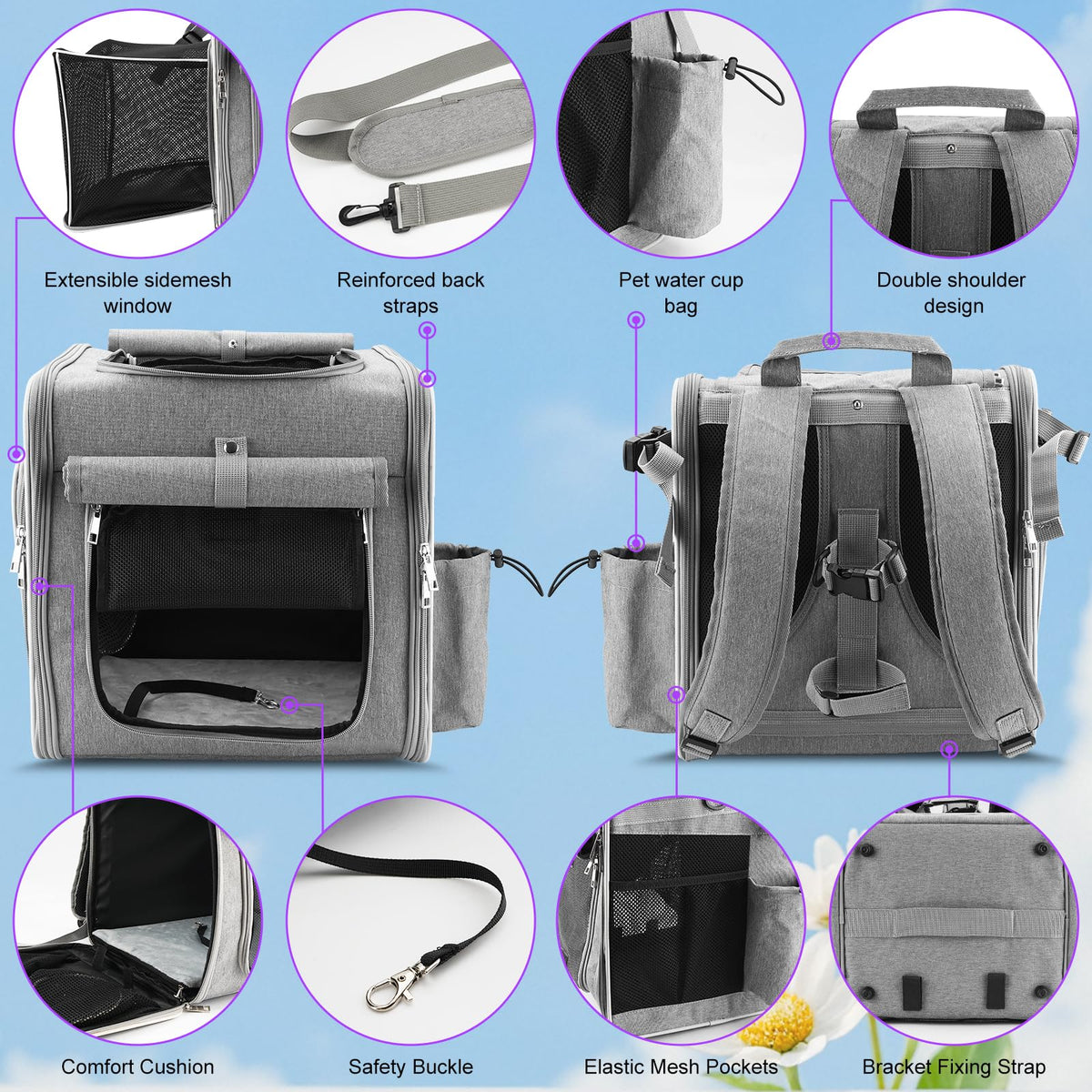 Expandable Dog Bike Basket with Mounting Bracket S2085