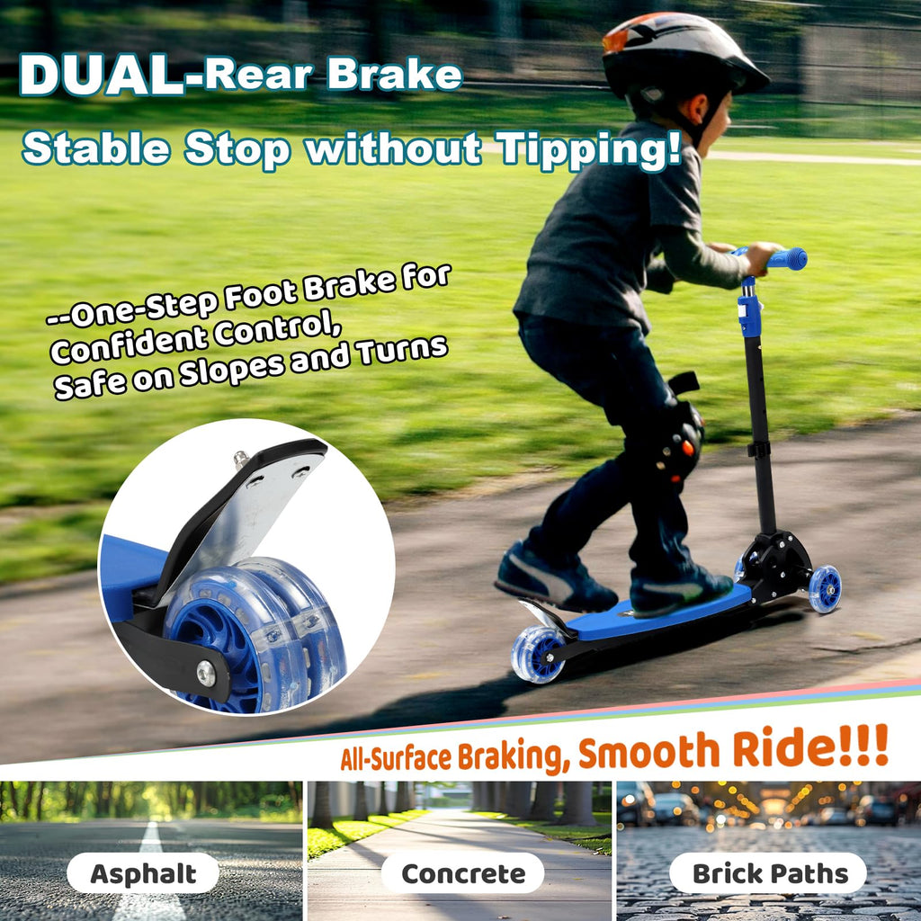 Kids 2-7 Age Light up 3 Wheels Folding Kick Scooter T61534
