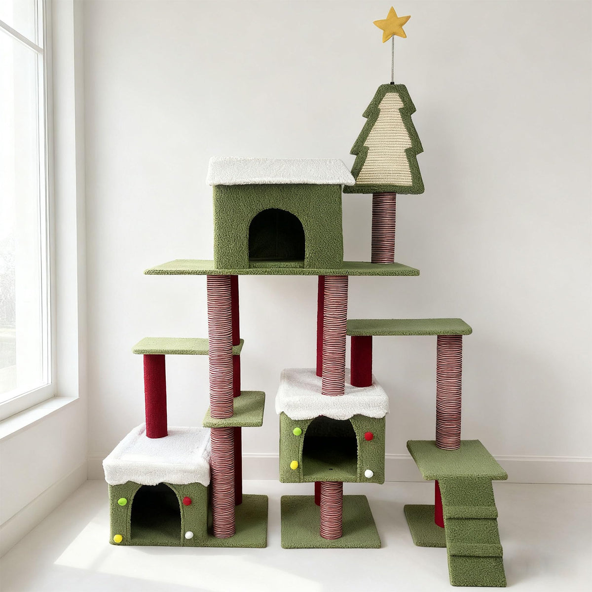 60 Inch Extra Large Cat Tree with 3 Condos and Climbing Ladder M1809