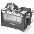 5-in-1 Pack and Play with Bassinet, Changing Table and Mat, Gray Q30341